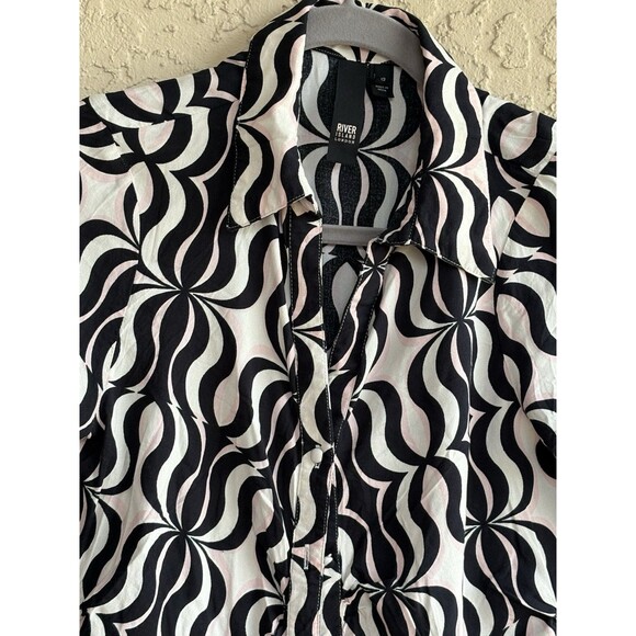 River Island London Black Gold Statement Abstract Art Women Sz 12 Jumpsuit Funky - Picture 6 of 11